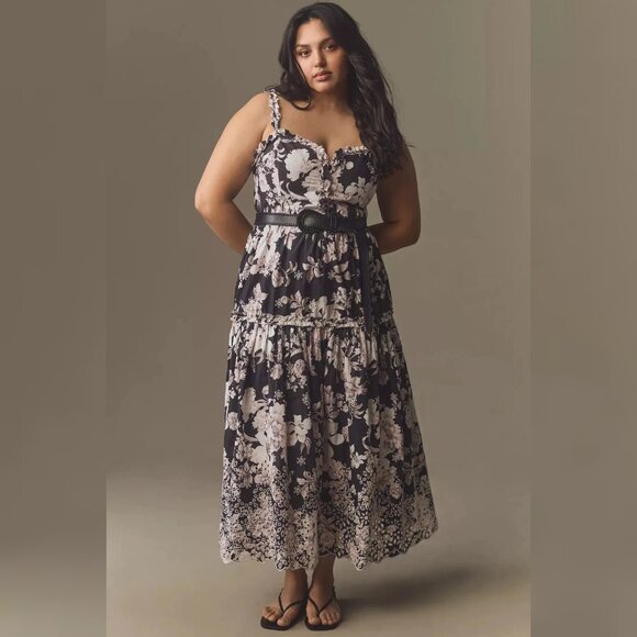 Anthropologie Sleeveless Sweetheart A-Line Midi Dress 3X Plus Floral NEW 44965 - Picture 1 of 6